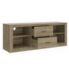 59 Inch Wooden TV Stand with 2 Drawers and 4 Open Compartments, Oak Brown