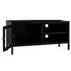 TV Cabinet Black 35.4"x11.8"x17.3" Steel and Glass