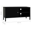 TV Cabinet Black 35.4"x11.8"x17.3" Steel and Glass