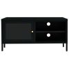 TV Cabinet Black 35.4"x11.8"x17.3" Steel and Glass