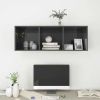 Wall-mounted TV Cabinet High Gloss Gray 14.6"x14.6"x42.1" Engineered Wood