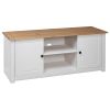 TV Cabinet White 47.2"x15.7"x19.7" Solid Pine Wood Panama Range