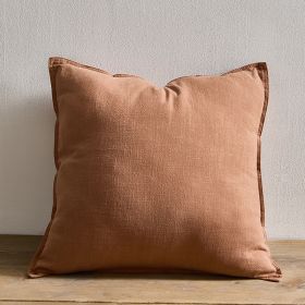 Pure Cotton And Linen Linen Solid Color Pillow Simple Modern (Option: 45x45cm With Core-Amber Brown)