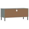 TV Cabinet with Metal Legs Gray Solid Wood Pine OSLO