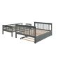 Stairway Twin-Over-Full Bunk Bed with Twin size Trundle, Storage and Guard Rail for Bedroom, Dorm, for Adults